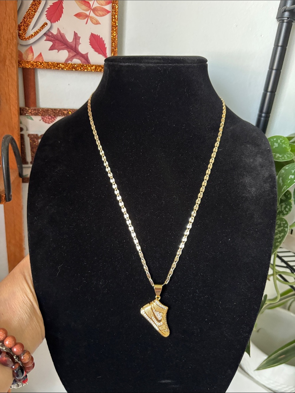 Gold Sneaker Pendant Necklace - Women Jewelry
